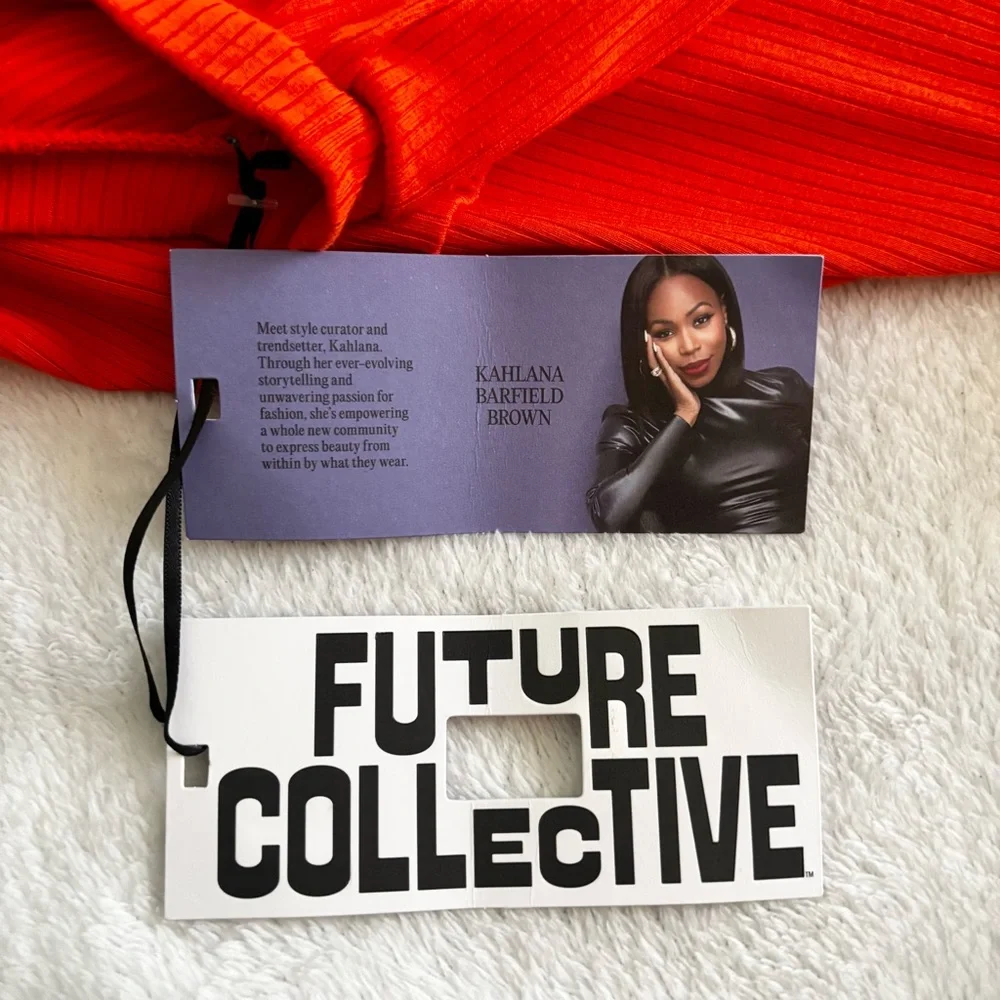 NWT Future Collective Red Orange Midi Dress Open Back Cutout XL 1X Casual - Picture 10 of 10